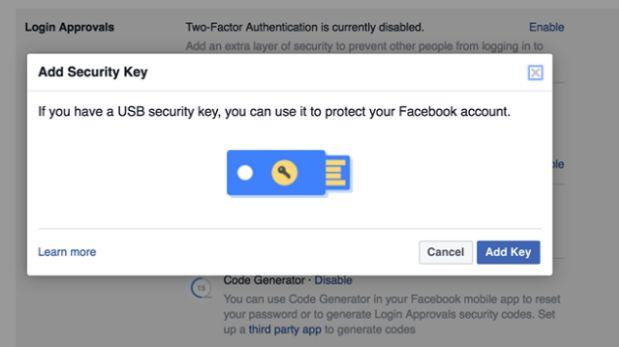 Facebook permitirá usar USB como ‘llaves’ para proteger cuentas