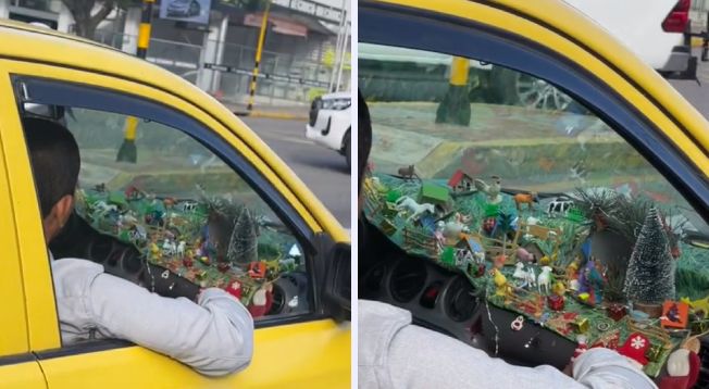 Taxista sorprende con nacimiento dentro de su auto y causa sensación: “El real obsesionado con la Navidad”